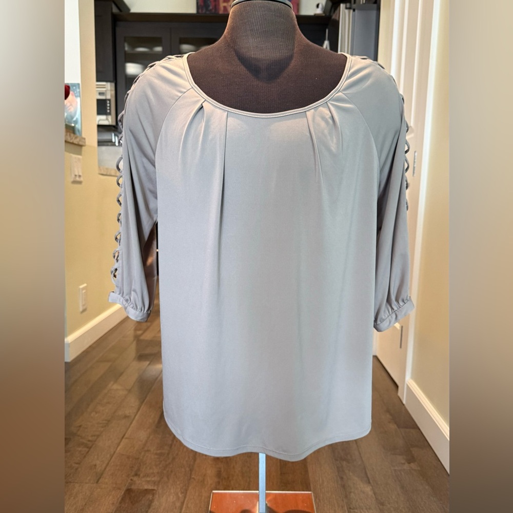 Always Indigo 3/4 sleeve tan blouse 2XL